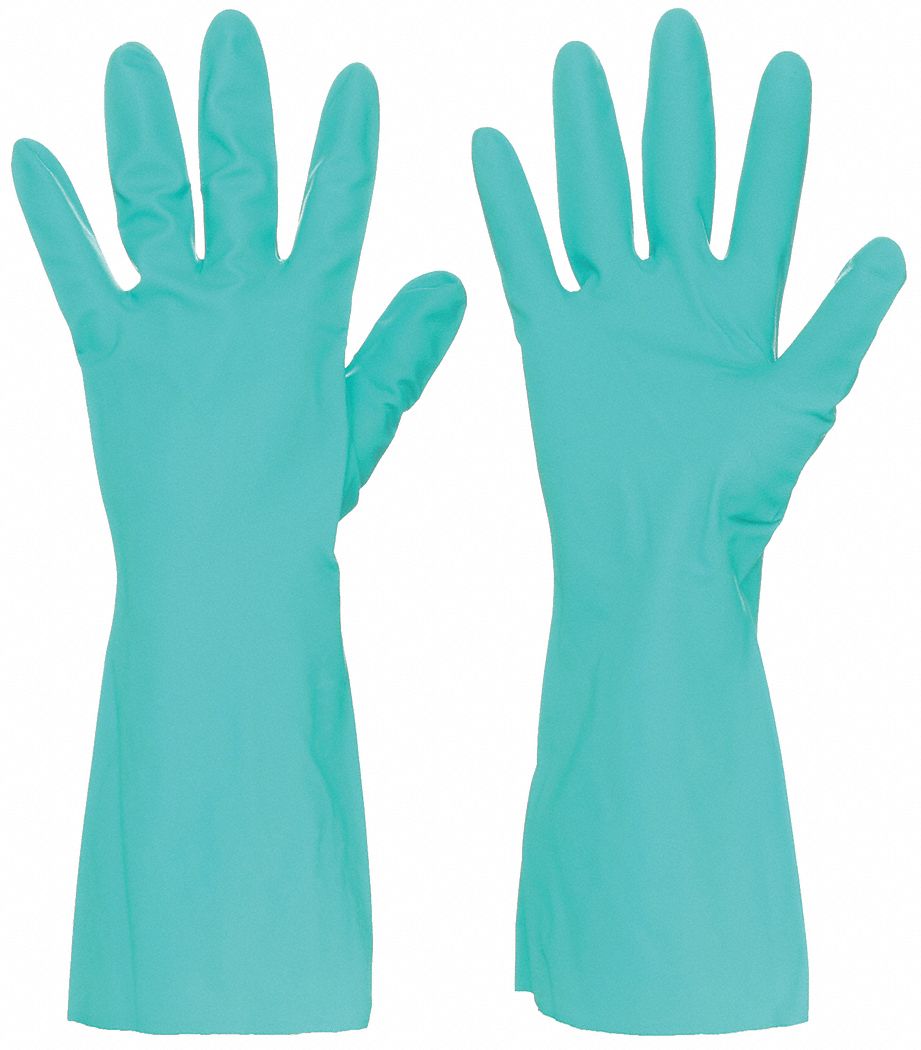Chemical-Resistant Gloves: 5307, MCR SAFETY Nitri-Chem, 7 S Glove Size, Gen Purpose, S, Grain, 1 PR