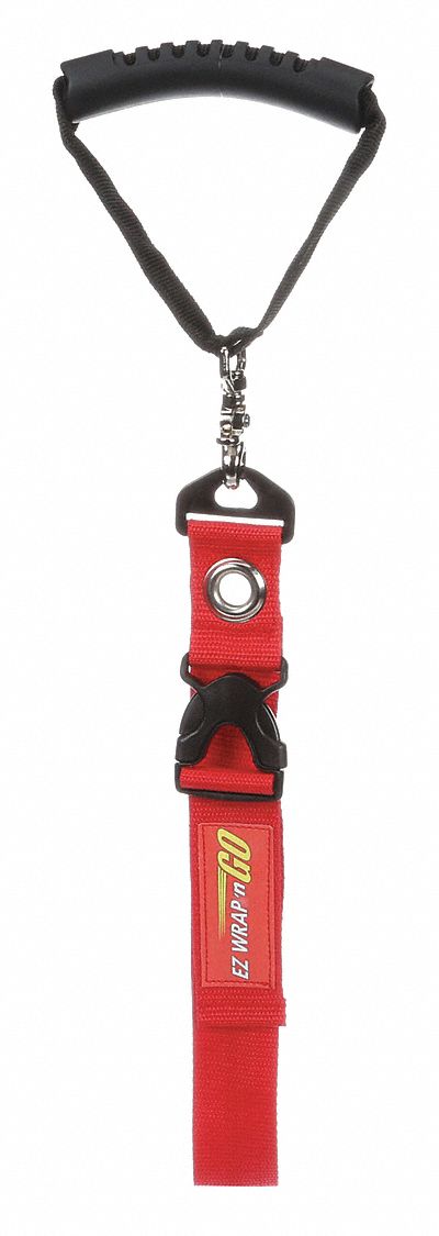 Hook-and-Loop Cinch Strap: 16 in Lg, 12.00 in, 1.5 in Wd, Red, Reusable Wire Ties