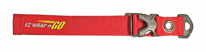 Hook-and-Loop Cinch Strap: 12 in Lg, 1.5 in Wd, Red, Reusable Wire Ties