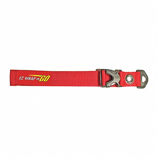Hook-and-Loop Cinch Strap: 12 in Lg, 1.5 in Wd, Red, Reusable Wire Ties