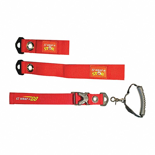Hook-and-Loop Cinch Strap: 16 in Lg, 5.00 in, 1.5 in Wd, Red, Reusable Wire Ties