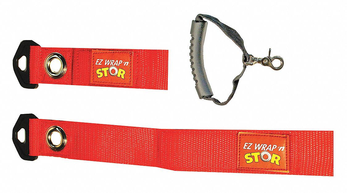 Hook-and-Loop Cinch Strap: 12 in Lg, 3.00 in, 1.5 in Wd, Red, Reusable Wire Ties