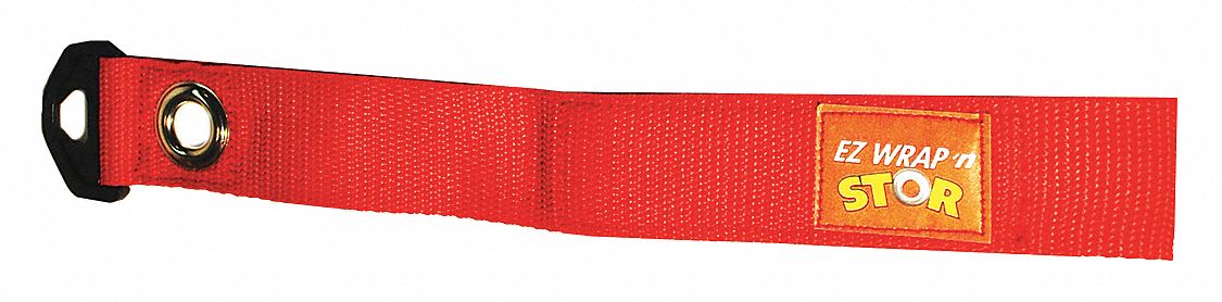 Hook-and-Loop Cinch Strap: 10 in Lg, 5.00 in, 1.5 in Wd, Red, Reusable Wire Ties