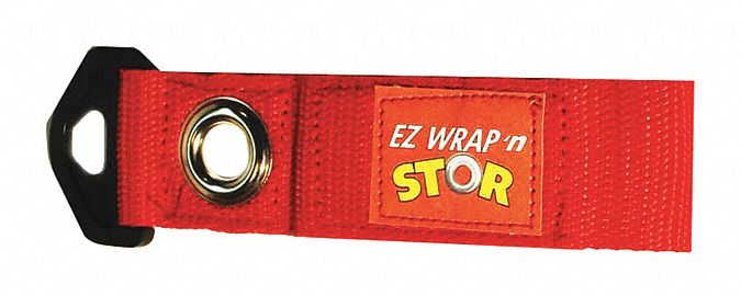 Hook-and-Loop Cable Wrap: 4 in Lg, 3.00 in, 1.5 in Wd, Red, Reusable Wire Ties