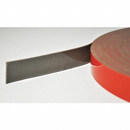 Double-Sided Foam Tape: Gray, 1 in x 5 1/2 yd, 1/16 in Tape Thick, Acrylic, Indoor and Outdoor
