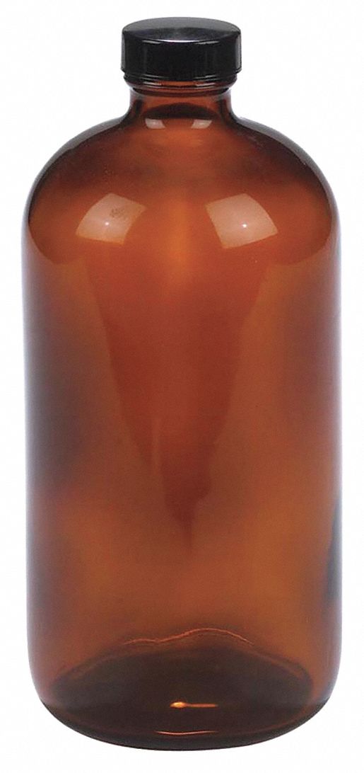 Bottle, 212 mm H, Amber, 96 mm Dia, PK12