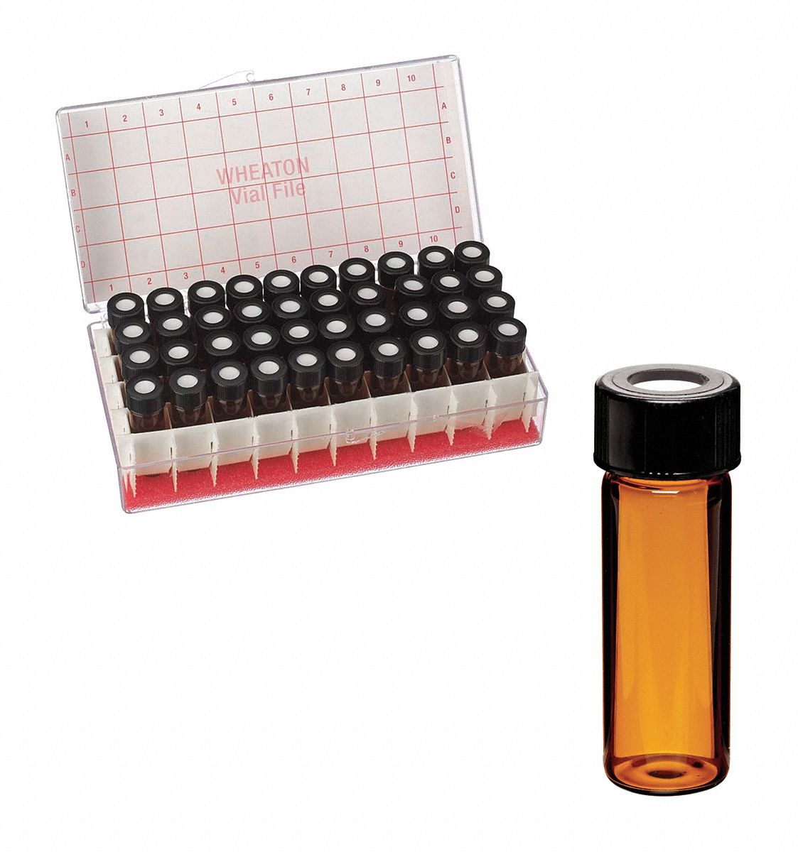 WHEATON Type I Borosilicate Glass, Sample Vial, 0.14 oz, PK 40 48H683