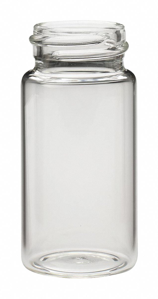 Sample Vial: Borosilicate Glass, 20 mL Capacity - mL, 0.67 fl oz Capacity - oz, 500 Vials Included
