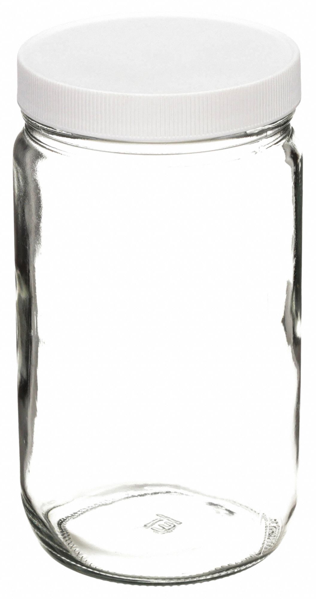 Wheaton® 16oz Clear Wide Mouth Straight Side Glass Bottles, Vinyl Lined  Polypropylene Caps, case/24