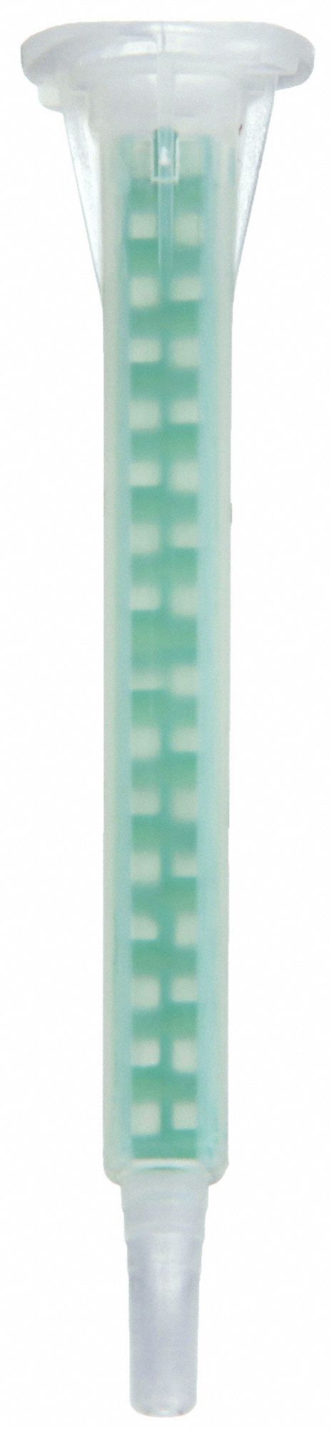 Mixing Nozzle: For 1:1/2:1 Mix Ratios, Clear/Green, 4 in Long, Smooth Taper Tip, 10 PK