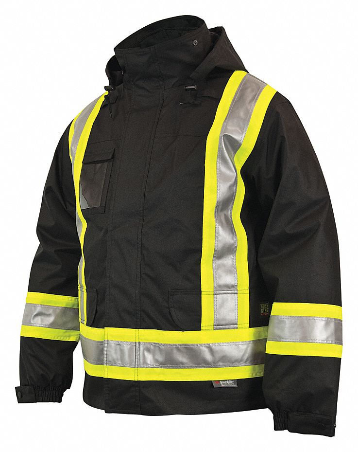 HIGH-VISIBILITY REVERSIBLE LINER, 5-IN-1, BLACK, 42-44 IN CHEST/35.5 IN L, LARGE, POLYESTER