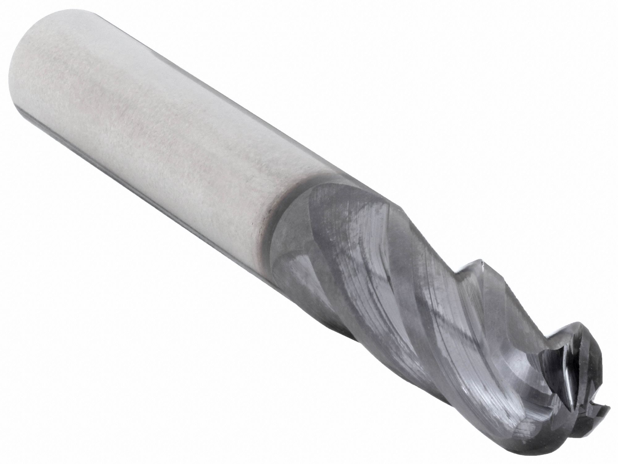 Ball End Mill: Carbide, TiAlN Coated, 4 Flute, 1/4" Mill Dia, 1/2" LOC, 2" OAL