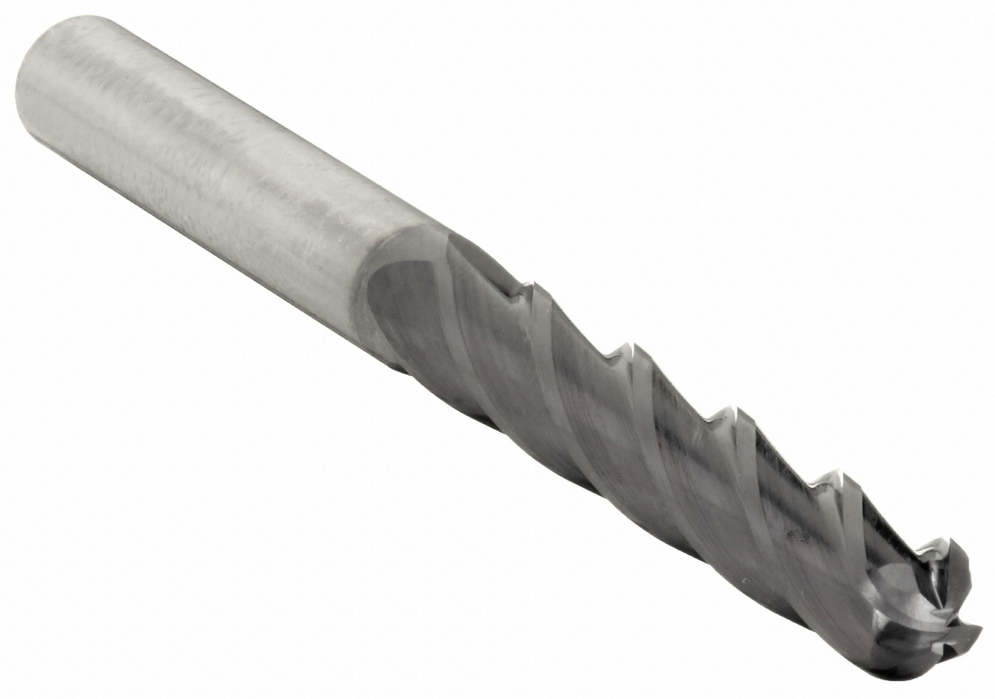Ball End Mill: Carbide, TiAlN Coated, 4 Flute, 1" Mill Dia, 2-1/4" LOC, 5" OAL