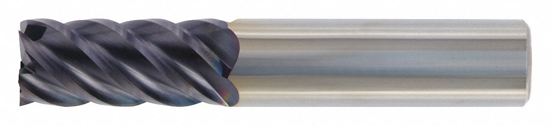 Square End Mill: Carbide, TiAlN Coated, 5 Flute, 1/2" Mill Dia, 5/8" LOC, 2-1/2" OAL