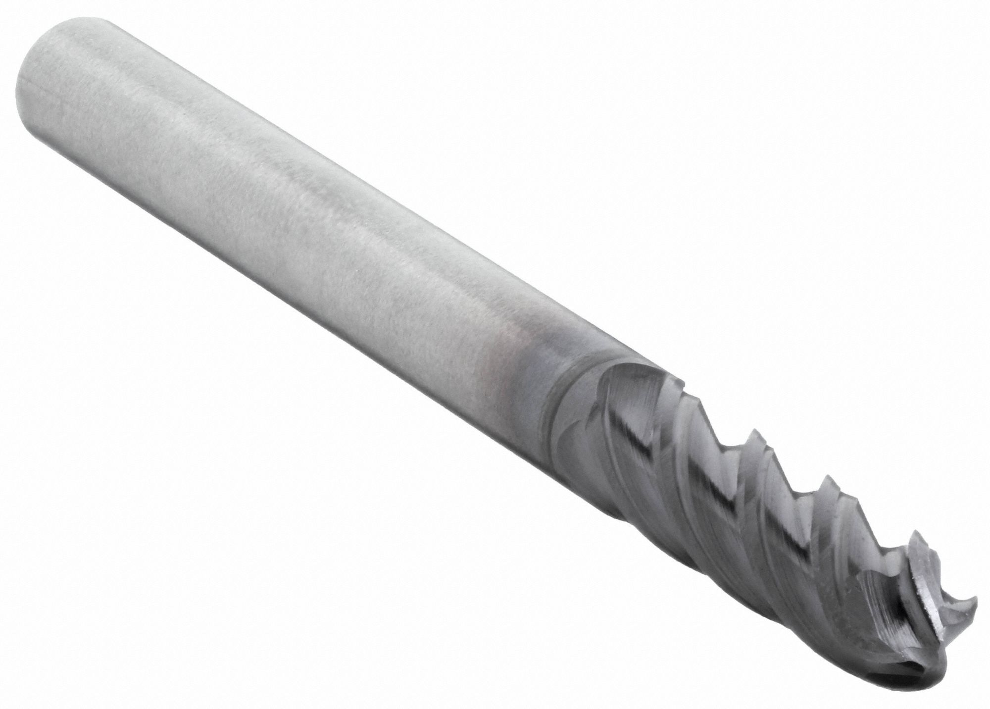 Ball End Mill: Carbide, TiAlN Coated, 4 Flute, 1/4" Mill Dia, 3/4" LOC, 2-1/2" OAL