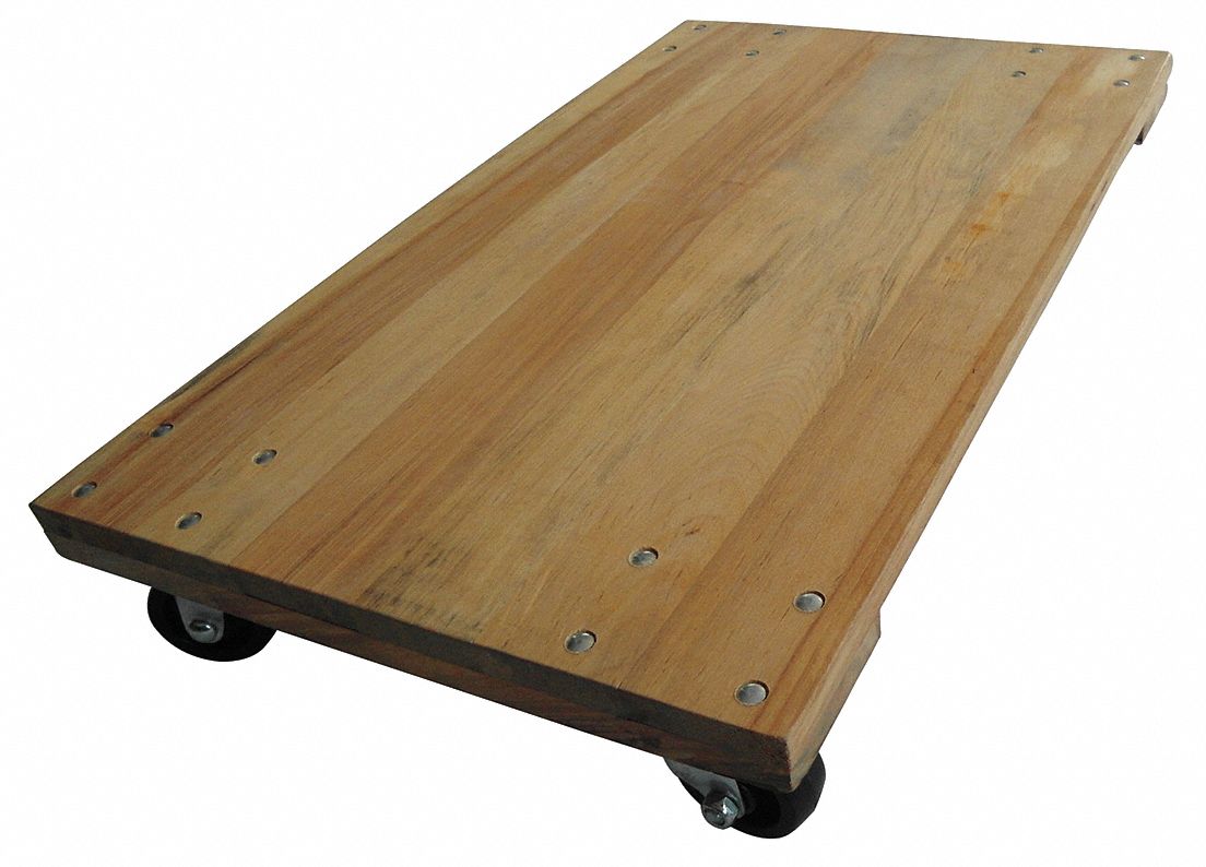 SOLID-DECK WOOD GENERAL PURPOSE DOLLY, 1,000 LB LOAD CAPACITY, SOLID PLASTIC, BROWN