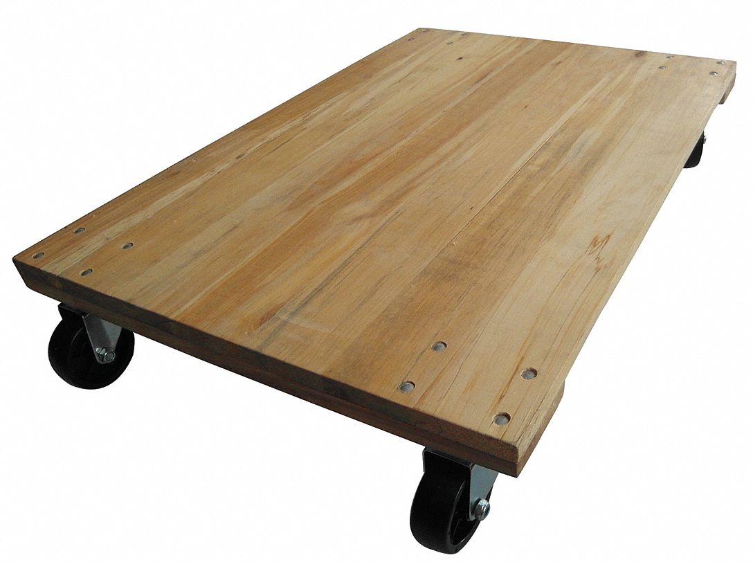 SOLID-DECK WOOD GENERAL PURPOSE DOLLY, 1,000 LB LOAD CAPACITY, SOLID PLASTIC, BROWN