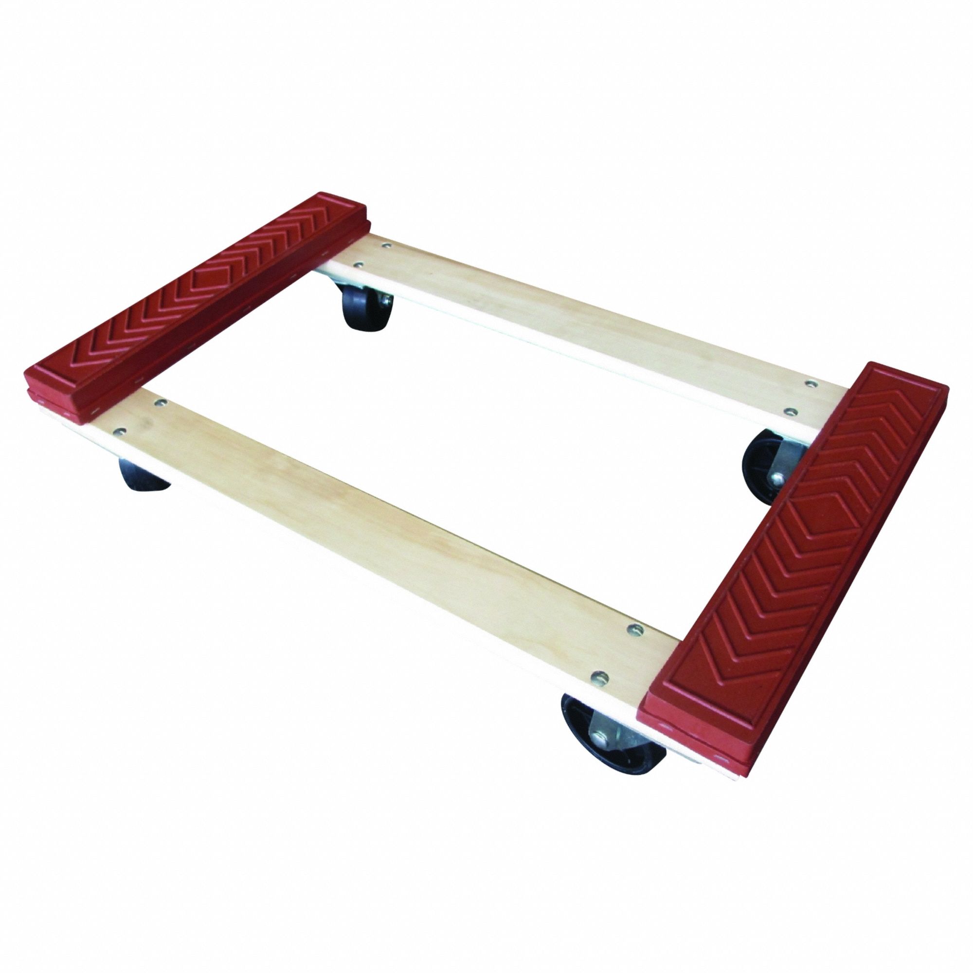 OPEN-DECK WOOD GENERAL PURPOSE DOLLY, 1,000 LB LOAD CAPACITY, SOLID RUBBER, RED