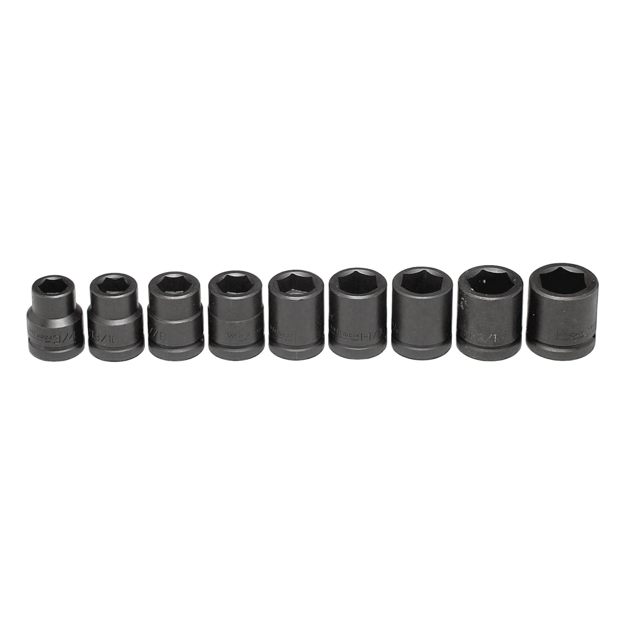 Impact Socket Set: 3/4 in Drive Size, Small Set (0-50 pieces) Set Size, 9 Pieces, (9) 6-Point