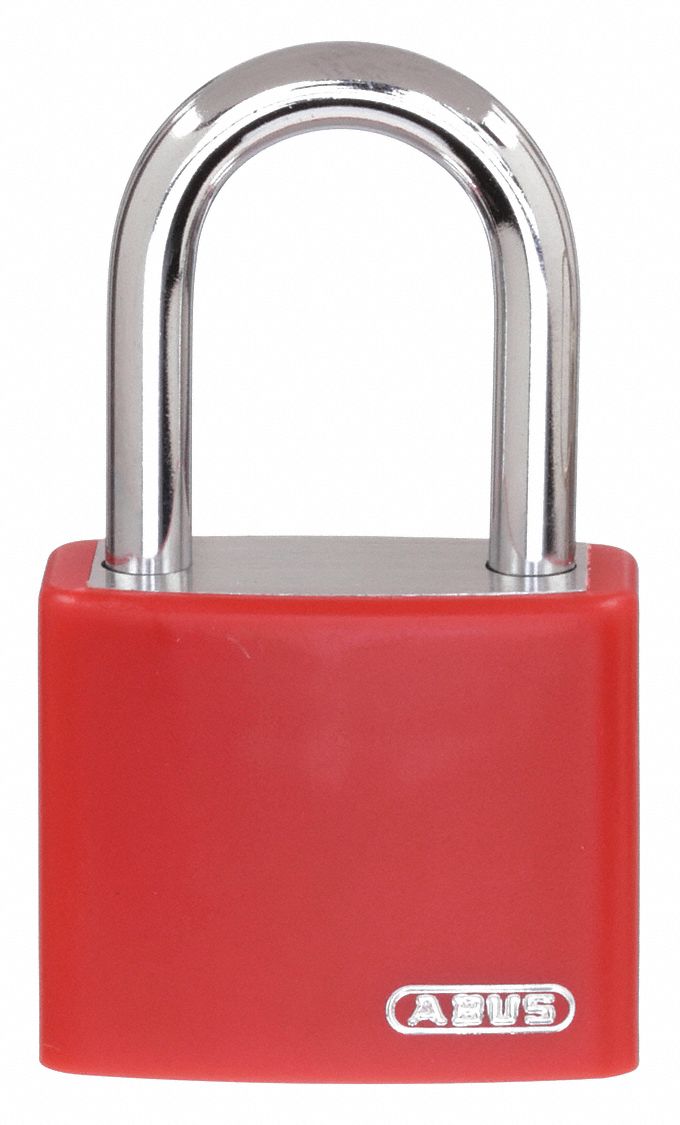 LOCKOUT PADLOCK, KEYED DIFFERENT, ALUMINUM, COMPACT BODY, HARDENED STEEL, RED, 1-7/16 IN H