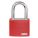 LOCKOUT PADLOCK, KEYED DIFFERENT, ALUMINUM, COMPACT BODY, HARDENED STEEL, RED, 1-7/16 IN H