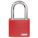 LOCKOUT PADLOCK, KEYED ALIKE, ALUMINUM, COMPACT BODY, HARDENED STEEL, RED, 1-7/16 IN H