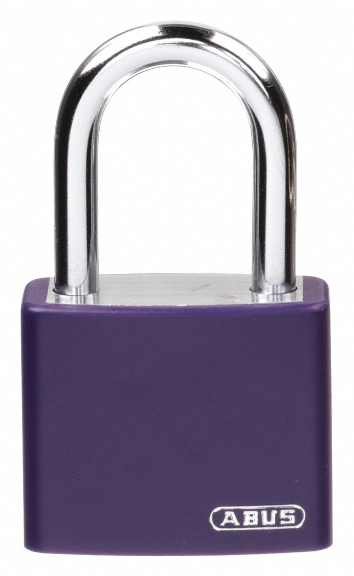 LOCKOUT PADLOCK, KEYED ALIKE, ALUMINUM, COMPACT BODY, HARDENED STEEL, PURPLE, 1-7/16 IN H