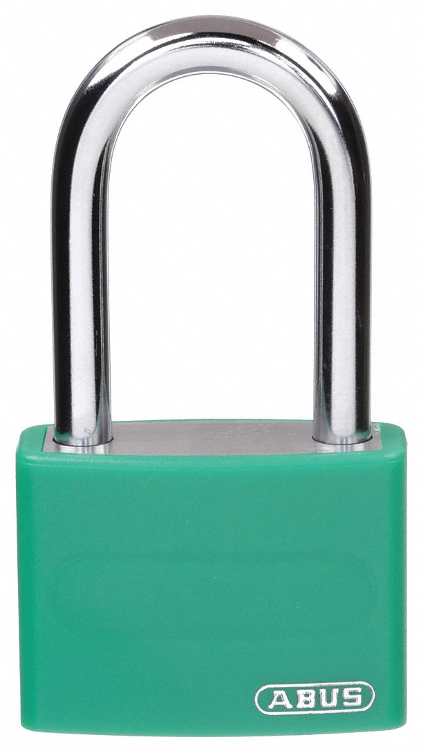 LOCKOUT PADLOCK, KEYED DIFFERENT, ALUMINUM, COMPACT BODY, HARDENED STEEL, GREEN, 2 IN H