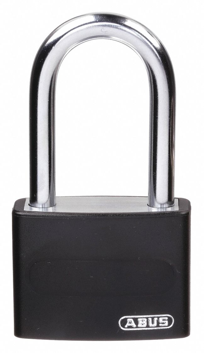 LOCKOUT PADLOCK, KEYED DIFFERENT, ALUMINUM, COMPACT BODY, HARDENED STEEL, BLACK