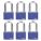 LOCKOUT PADLOCK, KEYED ALIKE, ALUMINUM, COMPACT BODY, HARDENED STEEL, BLUE, 2 IN H, 6 PK