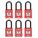 LOCKOUT PADLOCK, KEYED DIFFERENT, ALUMINUM, STANDARD BODY, HARDENED STEEL, RED, 2 IN H, 6 PK