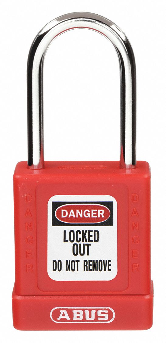 LOCKOUT PADLOCK, KEYED DIFFERENT, ALUMINUM, COMPACT BODY, HARDENED STEEL, RED