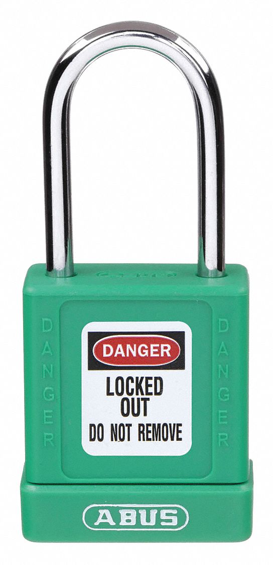 LOCKOUT PADLOCK, KEYED DIFFERENT, ALUMINUM, COMPACT BODY, HARDENED STEEL, GREEN