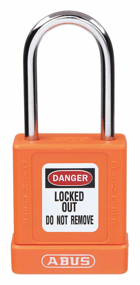 LOCKOUT PADLOCK, KEYED DIFFERENT, ALUMINUM, COMPACT BODY, HARDENED STEEL, ORANGE