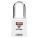 LOCKOUT PADLOCK, KEYED DIFFERENT, ALUMINUM, STANDARD BODY, HARDENED STEEL, WHITE, 6 PK