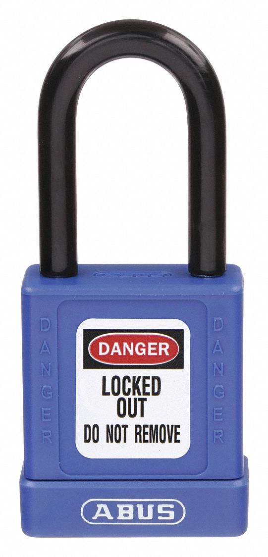 LOCKOUT PADLOCK, KEYED DIFFERENT, ALUMINUM, STANDARD BODY, HARDENED STEEL, BLUE