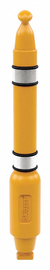 Single Belt Receiver Post: 39 13/32 in Ht, Plastic, Yellow, 4 29/32 in Post Dia., Basic