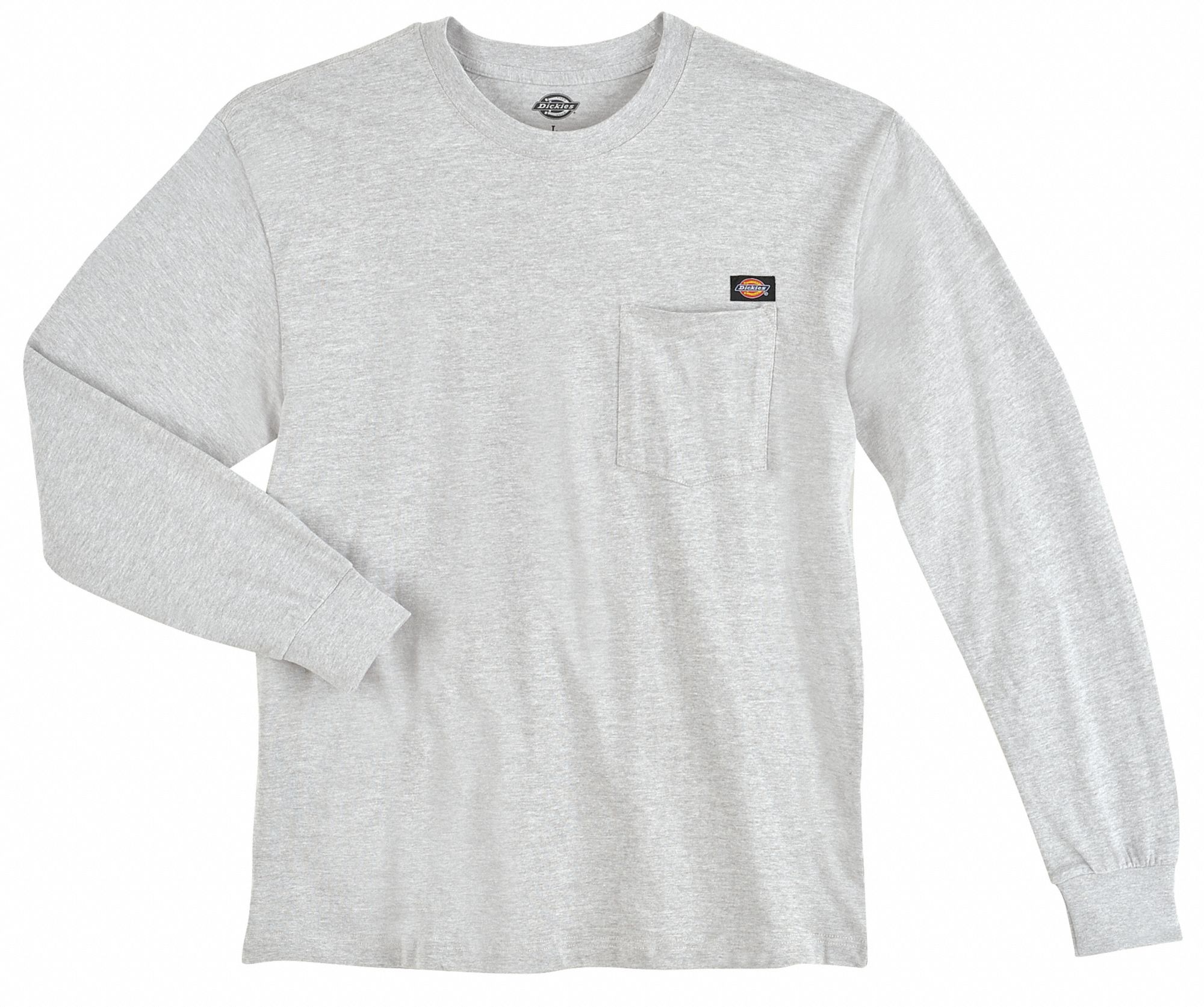 Dickies Long Sleeve T Shirt Cotton Ash Gray Pullover Fits Chest Size 23 12 In 48k250 0486