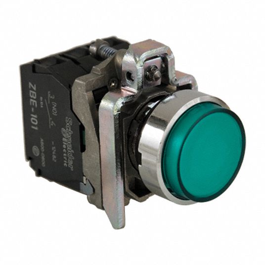 SCHNEIDER ELECTRIC ILLUMINATED PUSH BUTTON,22MM,GREEN - Illuminated Push  Buttons with Contact Blocks - TLQXB4BW33G5