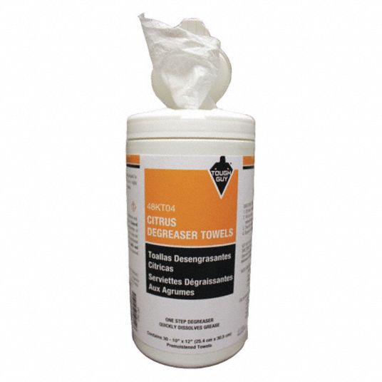 TOUGH GUY Degreaser Wipes, 101/2" x 121/4" 48KT0448KT04 Grainger