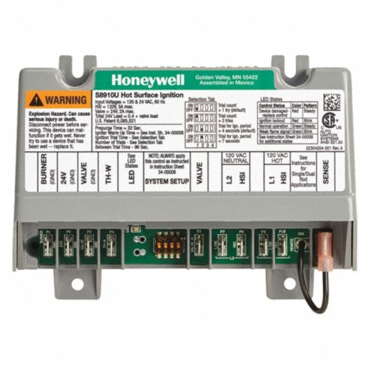 HONEYWELL HOME Universal Ignition Control, Hot Surface Ignition, 1/4 in