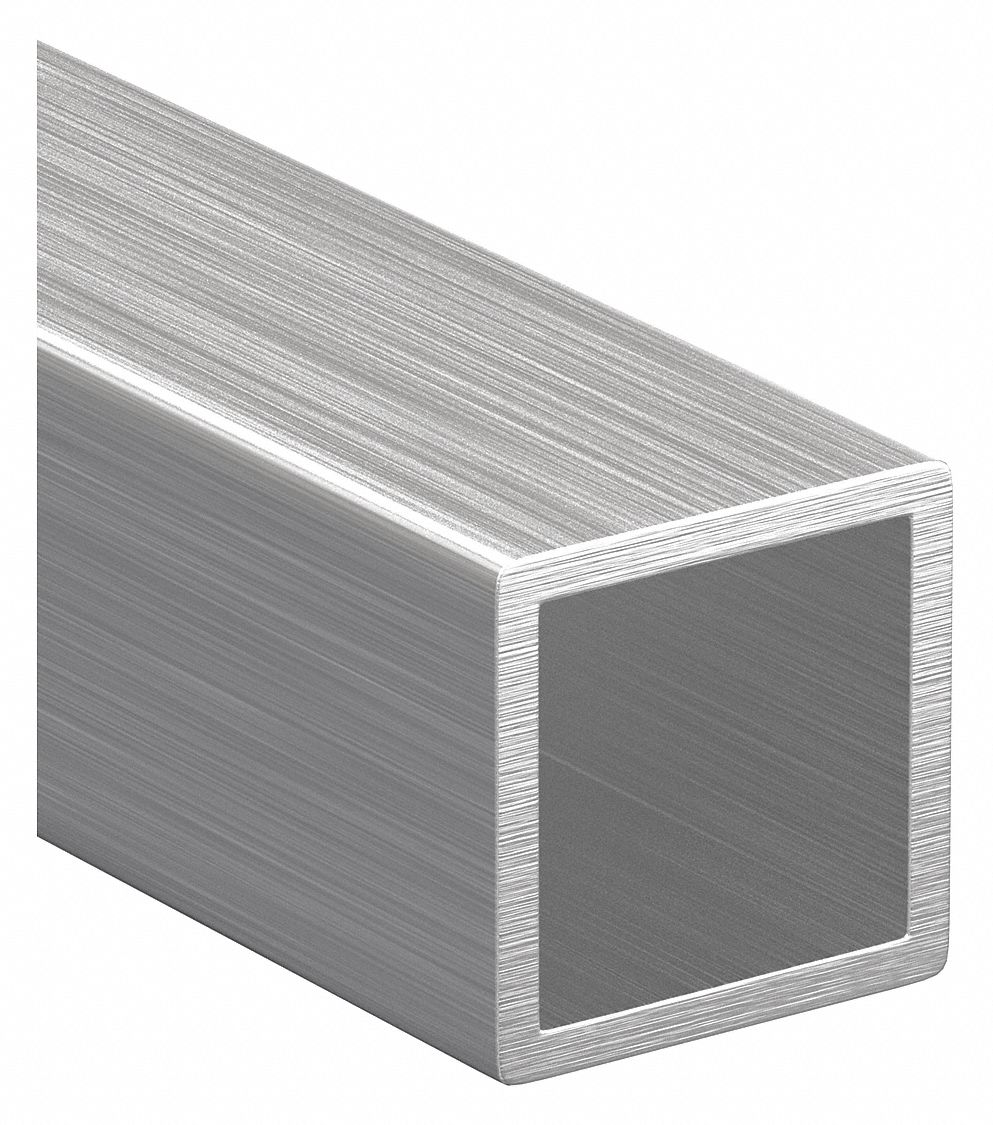 12 in Overall Lg, 3/16 in Outside Ht, Aluminum Square Tube 3003