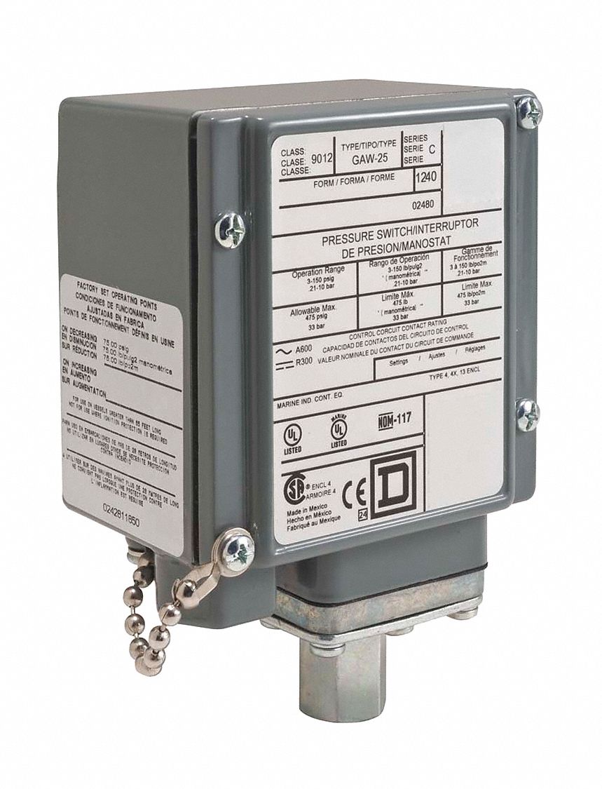 Pressure Switch 480Vac 10Amp G +Options