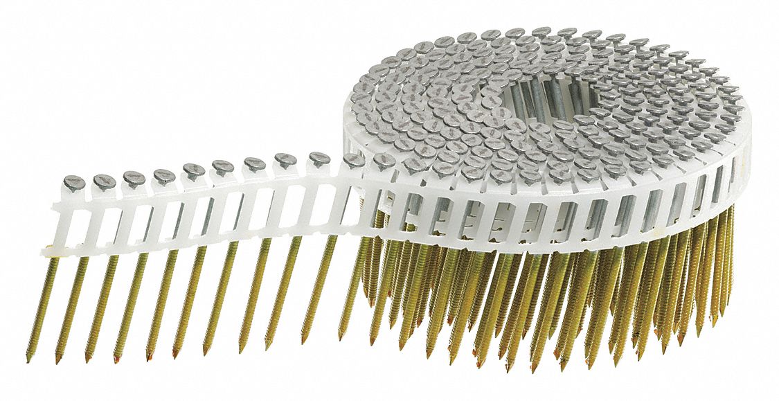 Framing Nails, 2 1/4" L, Galvanized, PK3600: Framing Nails, Flat, Ring, Steel, Wire, 3, 600 PK