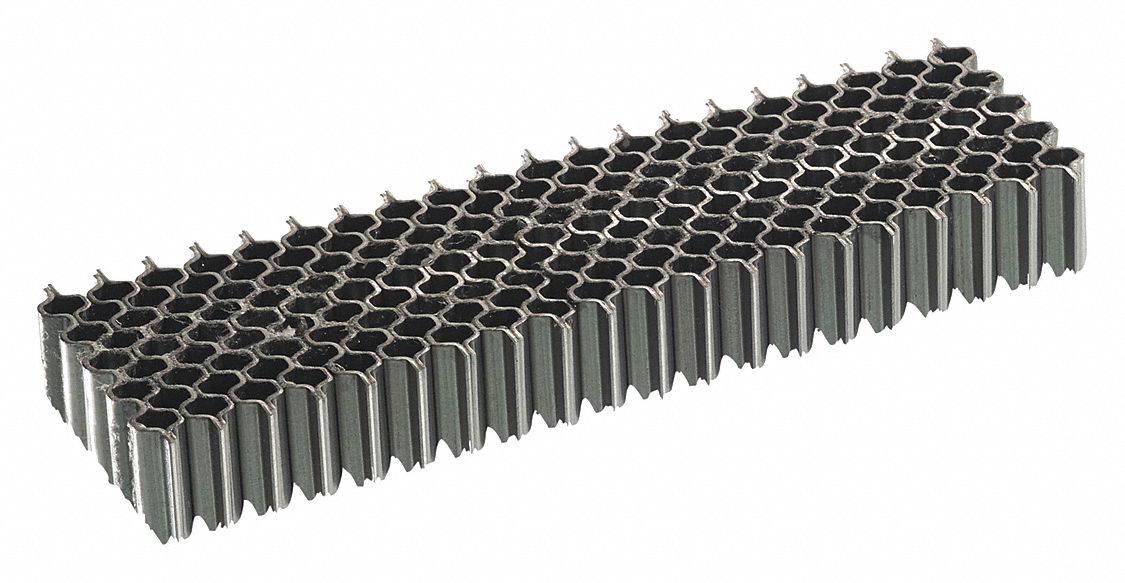 CROWN STAPLES, 25 GA, 1 IN W, CORRUGATED STAPLE, 1 IN CROWN W, ⅜ IN LEG L, 5,000 PK