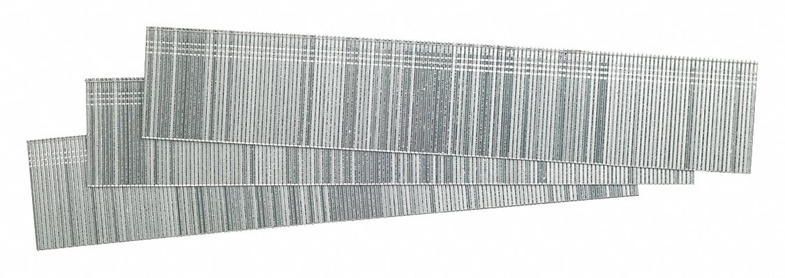 Brads, 1" L, Galvanized, PK5000: Brads, Brad, Smooth, 1 in Overall Lg, Steel, Glue, 5, 000 PK