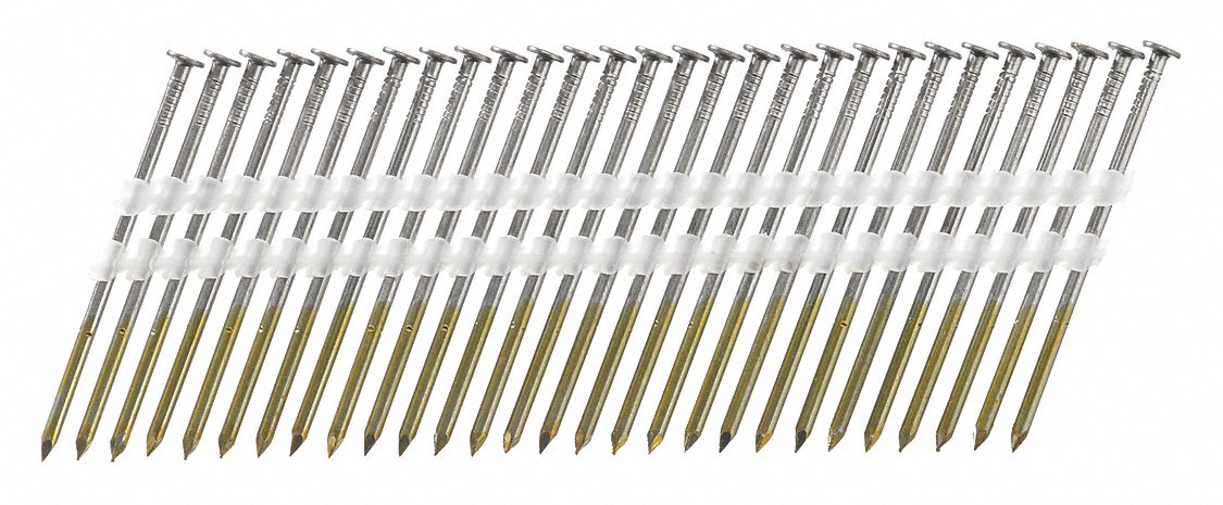 Framing Nails, 3" L, Plain, PK4000: Framing Nails, Flat, Smooth, 3 in Overall Lg, Steel, 4, 000 PK