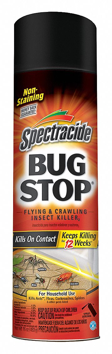 Insect Killer: Aerosol, Permethrin/Piperonyl Butoxide/Pyrethrin, Indoor/Outdoor, 16 oz