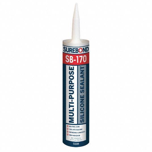 SUREBOND Neutral/Oxime Cure RTV Silicone Sealant, 60° to 300°F Temp. Range, Full Cure 24 hr