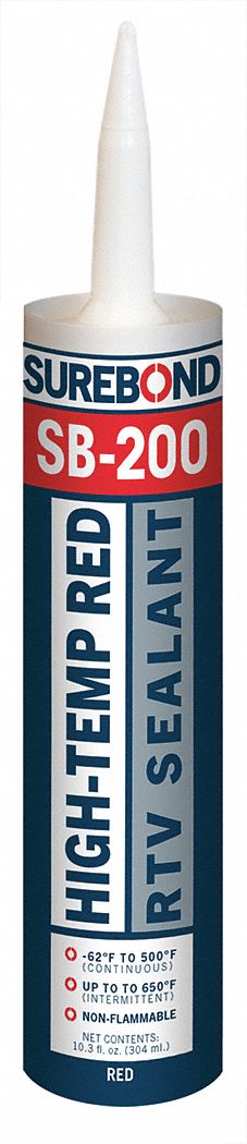 Gasket Sealant: SB-200, 10.3 fl oz, Cartridge, Red, Water Resistant